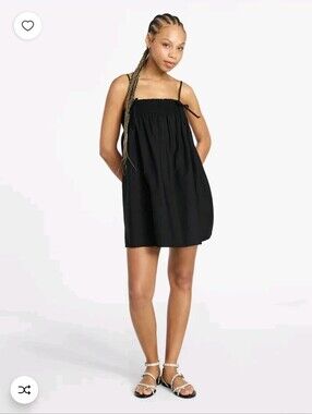 No Boundries Black Smocked Strap Mini Dress